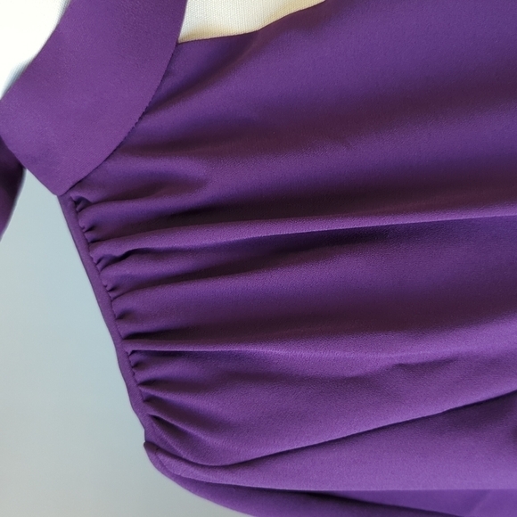 Lewit Keyhole Neck Tie A Line Midi Dress Purple 6 business party cocktail preppy - Picture 5 of 8